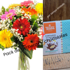 Pack gerberas y chocolates